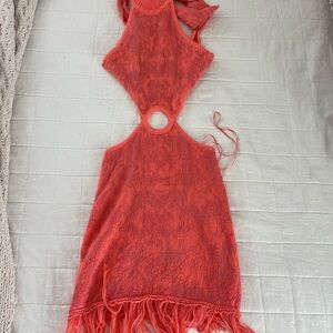 Lush Vibrant Coral Knit Dress